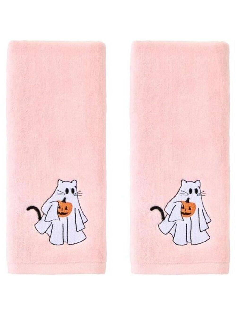 Cotton hand towel set 2 piece Halloween ghost cat decorative kitchen bath gift p
